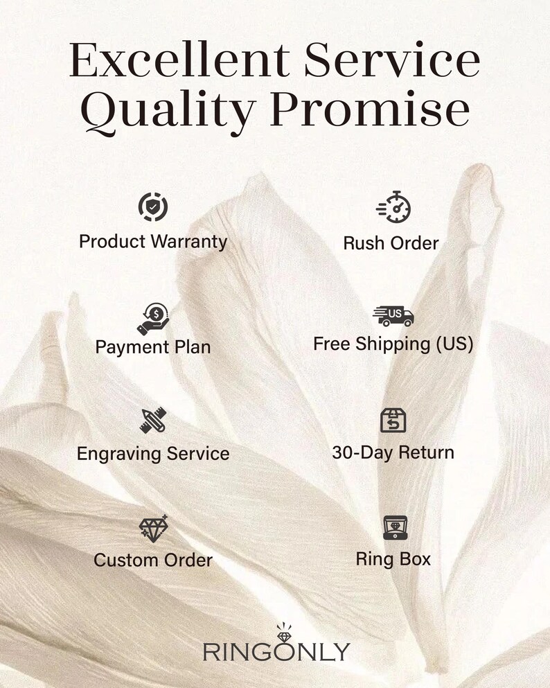 The image is a promotional poster for a jewelry store, highlighting their commitment to excellent service, quality, and a promise of various services and benefits.