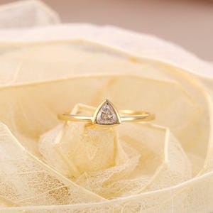 Dainty engagement ring Trillion Diamond engagement ring Unique Geometric Delicate Minimalist Triangle wedding ring Promise Gift for women