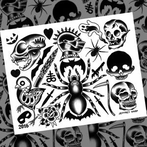 2016 Halloween Traditional Tattoo Flash Sheet 2