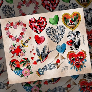 Valentine&#39;s Day Love Traditional Tattoo Flash