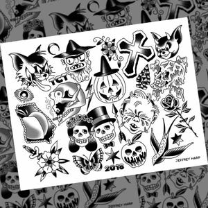 2018 Halloween Traditionelles Tattoo Blatt 1