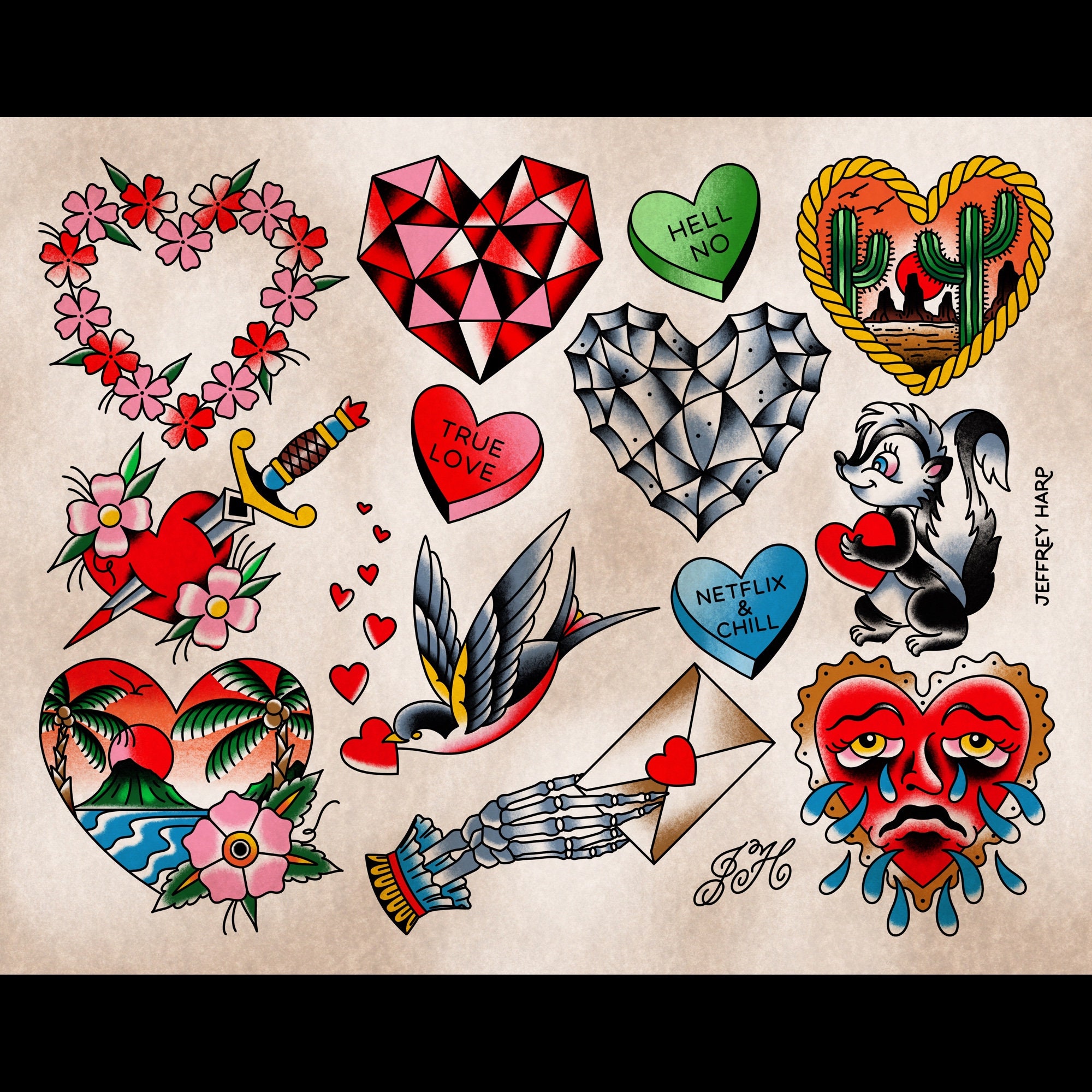 Valentines day card old school tattoo style Vector Image #2 Valentines day card old school tattoo style Vector Image