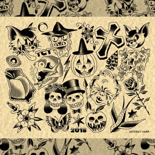 Tattoo flash sheet for those whos counting days  rhalloween