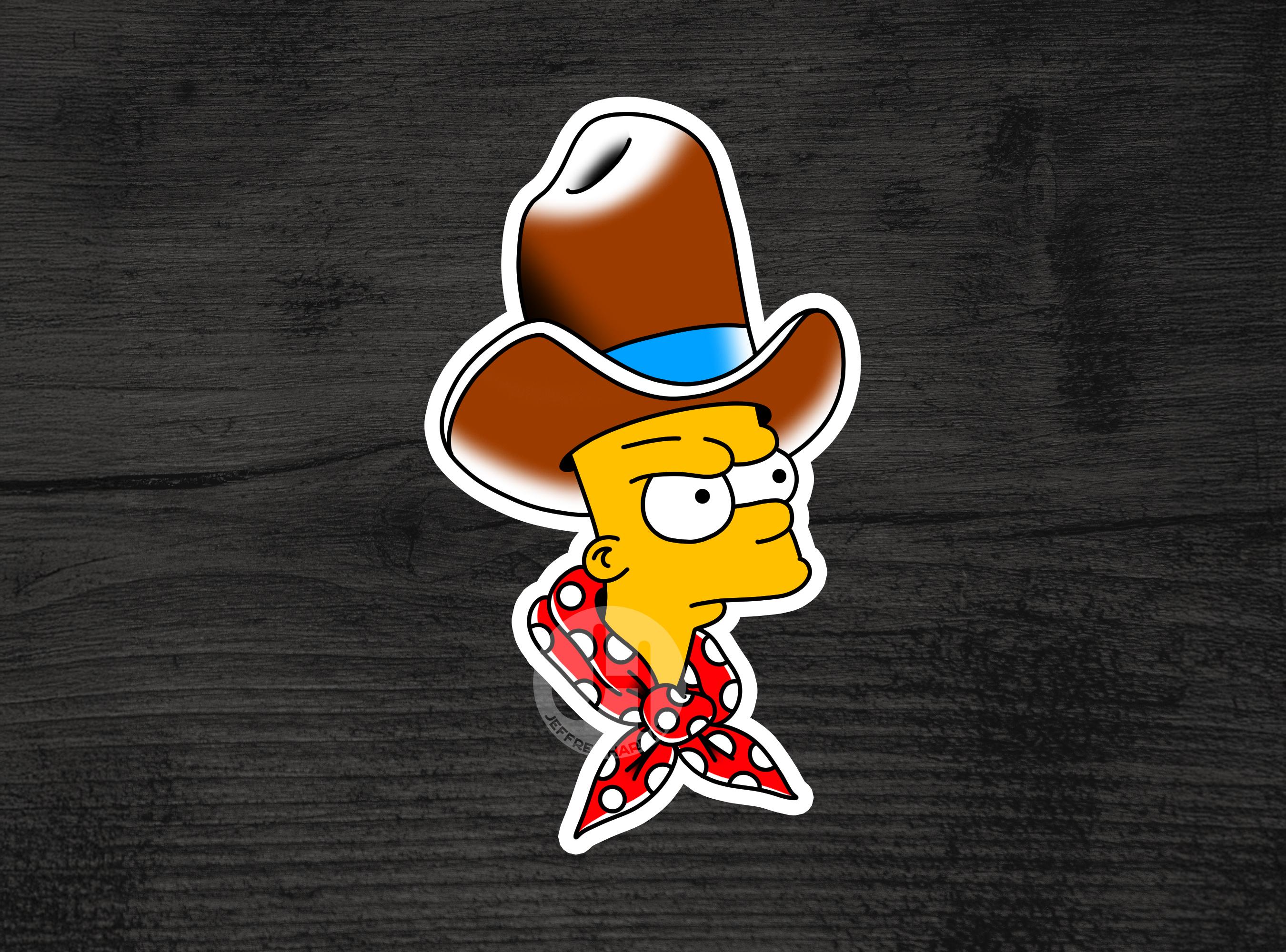 Western Bart Simpson Sticker Bad Bart I Water Bottle Sticker I Laptop ...