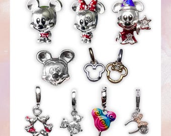 Mickey Mouse, Minnie Character Charms | s925 Sterling Silver, Fits Pandora Bracelets, Graduation Gift