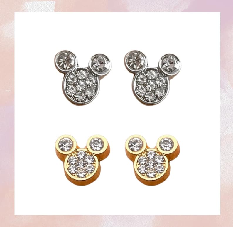 Pendientes de orejas de Mickey Mouse / Joyería minimalista de parques temáticos en plata y oro imagen 1