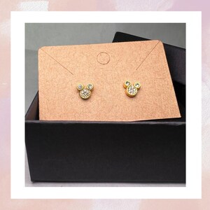 Pendientes de orejas de Mickey Mouse / Joyería minimalista de parques temáticos en plata y oro Gold