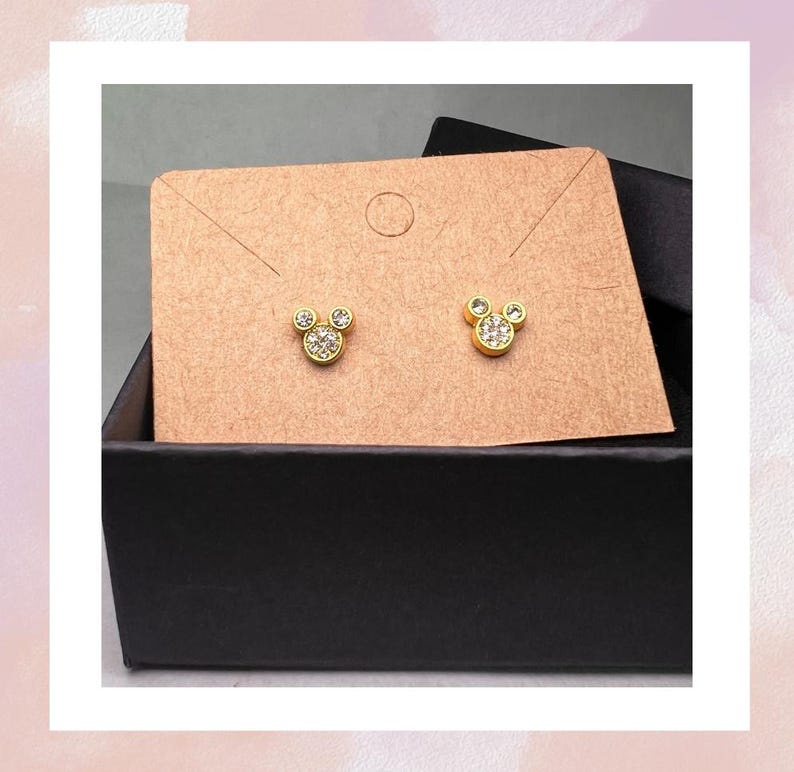 Pendientes de orejas de Mickey Mouse / Joyería minimalista de parques temáticos en plata y oro Gold