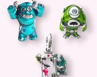 Charm de personaje de la película animada Monsters / Plata de ley, compatible con pulseras Pandora, regalo para ella.