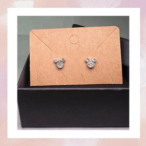 Pendientes de orejas de Mickey Mouse / Joyería minimalista de parques temáticos en plata y oro Silver