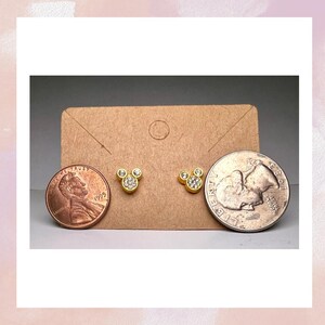 Pendientes de orejas de Mickey Mouse / Joyería minimalista de parques temáticos en plata y oro imagen 2