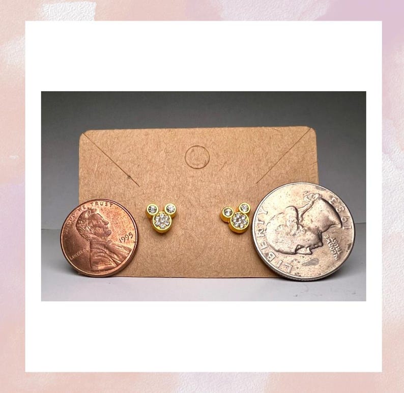 Pendientes de orejas de Mickey Mouse / Joyería minimalista de parques temáticos en plata y oro imagen 2