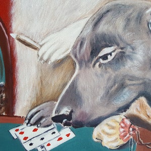 Dogs Playing Poker Reproduction Cassius Coolidge Art Oil Painting Original Game Poker Canvas by Alla Volkova Perfect gift for any occasion image 2