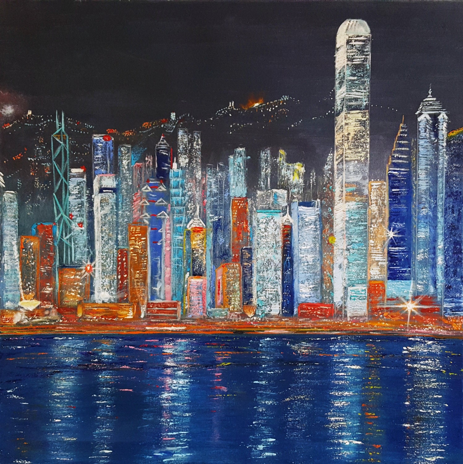 Hong Kong City Oil Painting Canvas Fine Art Original Woll Art