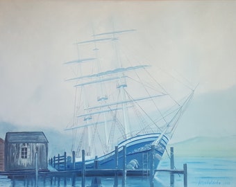 Sailboat Original Oil Painting, Fine Art, Landscape, Absolute art, Buy original art online, Original Oil Painting on Canvas by Alla Volkova