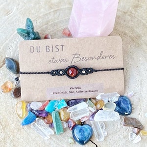 Karneol Armband, Makramee Armband mit Karneol Perlen, Geschenk für Freundin, Edelstein Armband