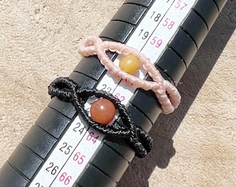 Makramee Ring mit Edelstein