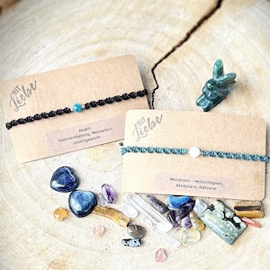 Makramee Armband mit Edelstein – personalisierbares Wunscharmband Geschenk für sie Boho Schmuck handmade