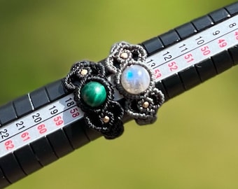 Makramee Ring mit Edelstein