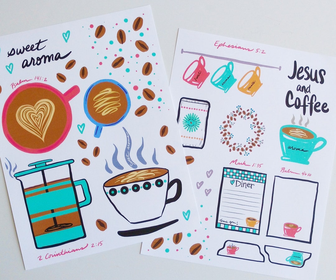 Jesus and Coffee Digital Printable Set - Etsy