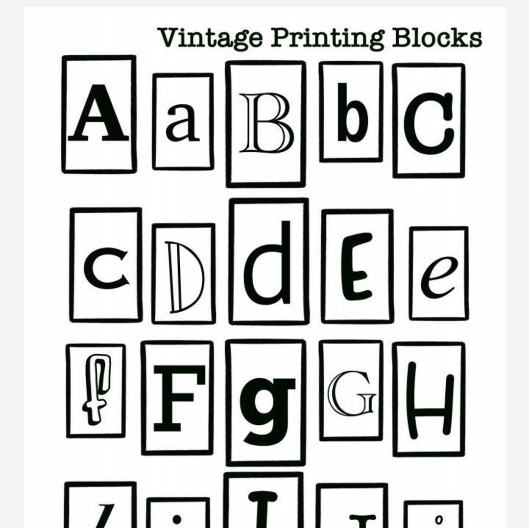 Vintage Printing Blocks With Alphas & Numbers Digital Etsy