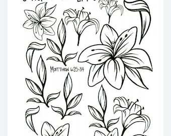 Considere el conjunto imprimible Lirios - Descarga digital