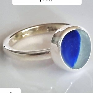 Seafoam Seaham Sea Glass Ring with Recycled  Silver. Aqua RECYCLED Silver thin Ring. Sea Glass Ring. Handcrafted from start to finish.