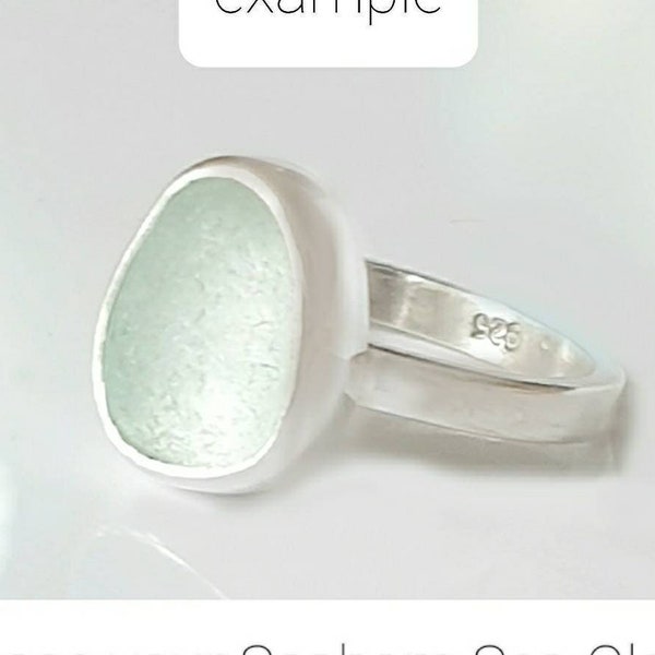 Seafoam Seaham Sea Glass Ring with Recycled  Silver. Aqua RECYCLED Silver thin Ring. Sea Glass Ring. Handcrafted from start to finish.