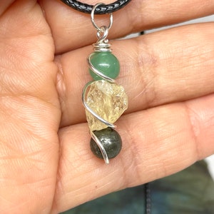 Rough Citrine Stone Pendant: Aventurine Pyrite Necklace