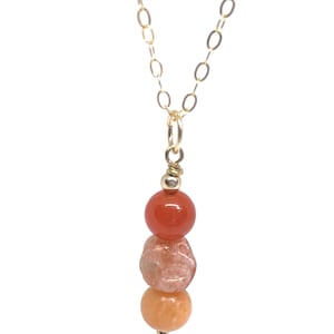 Summer Stone Pendant Handmade Carnelian Sunstone Necklace: Gold Filled Chain