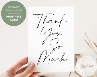 Thank You Card Printable, Thank You Card, Thank You Note, Instant Download Card, Digital Download for Baby Shower, Wedding, Bridal Shower