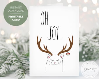 Funny Cat Christmas Card Printable, Print at Home Christmas Card, Funny Cat card, Digital Christmas Card, Instant Download Card, 5x7 PDF JPG
