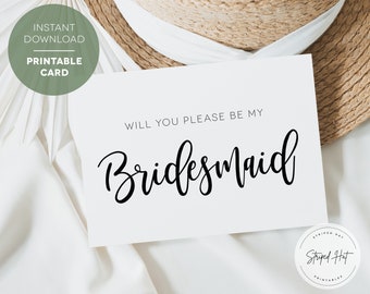Printable Bridesmaid Proposal, Will you be my Bridesmaid card, Digital Bridesmaid Proposal, Instant Download Card, Wedding Party, PDF JPG