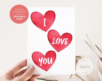 Printable I Love You card, Valentine's Day Printable Card, Romantic card for husband, Wife, for girlfriend, boyfriend, for partner, Romantic