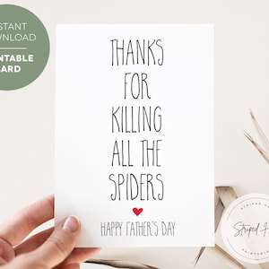 Tarjeta divertida del Día del Padre, Tarjeta imprimible del Día del Padre, Tarjeta Kill Spiders para papá, Tarjeta de hijo, tarjeta de hija, esposa, Descarga instantánea