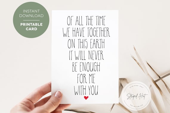 Printable Anniversary card, Romantic card for husband, for Wife, for girlfriend, for boyfriend, for partner, Romantic Anniversary Card