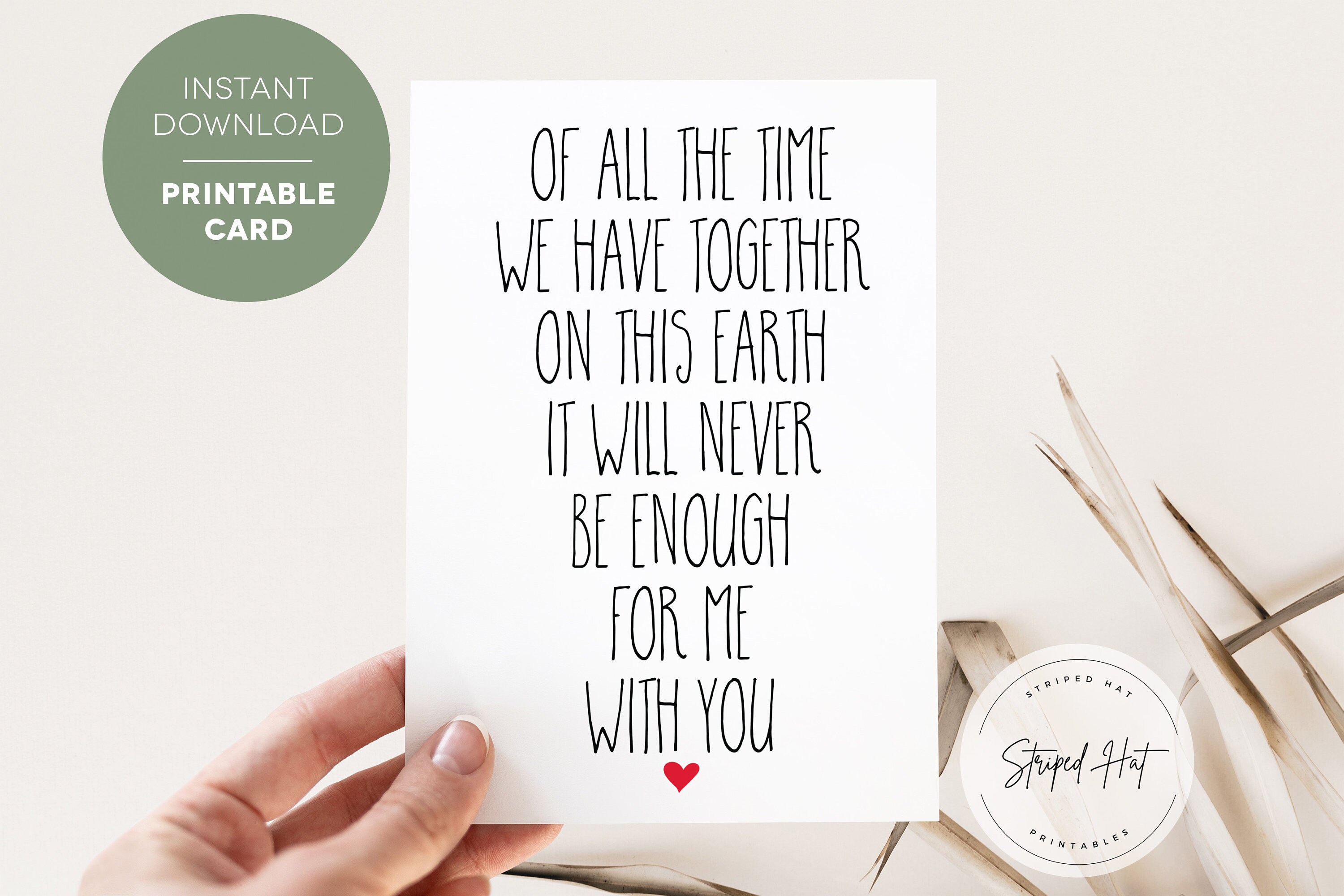 Printable Anniversary Card, Romantic Card for Husband, for Wife, for ...