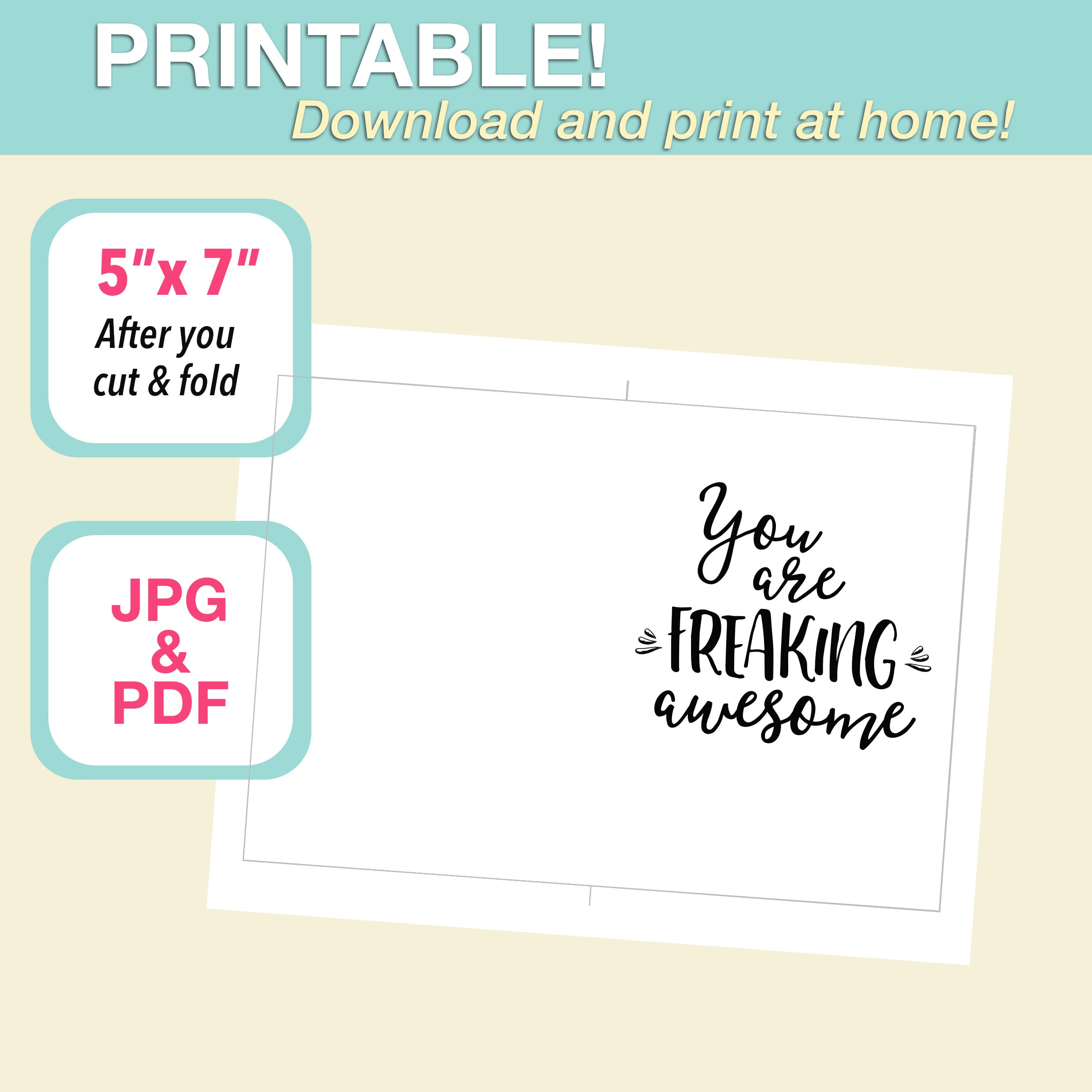 Printable Thank You Card Printable You Are Awesome Card | Etsy Canada