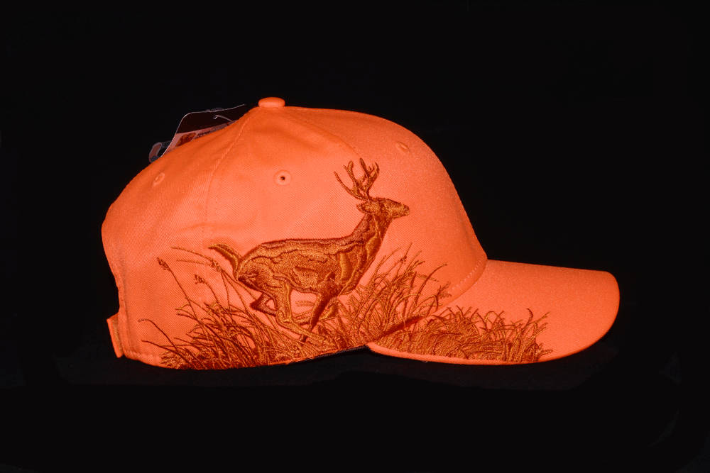 Blaze Orange Hat With Embroidered Deer 
