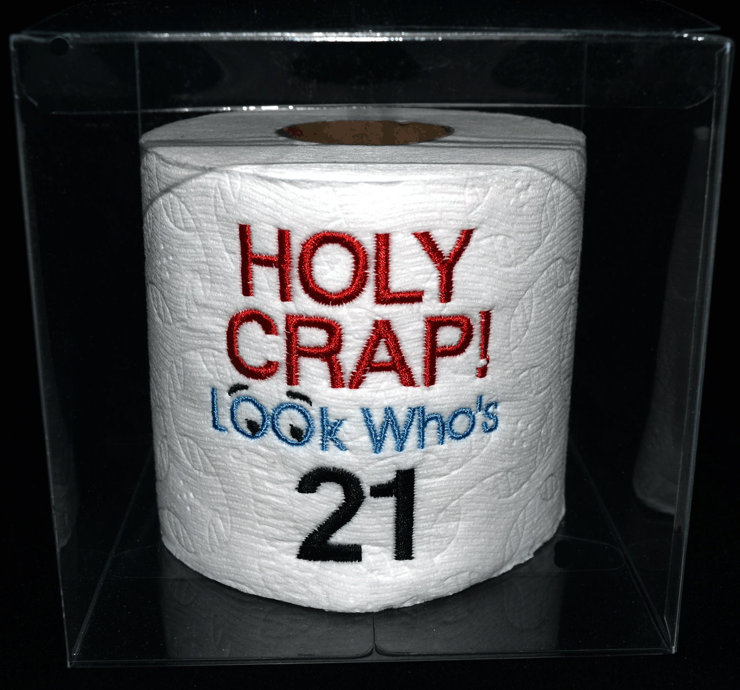 21st Birthday Gag Gift, Embroidered Holy Crap 21st Birthday Toilet Paper in  Clear Gift Box 