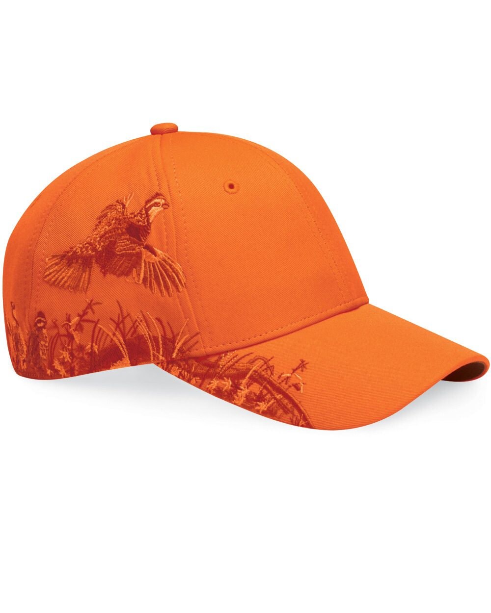 Blaze Orange Hat With Embroidered Quail 