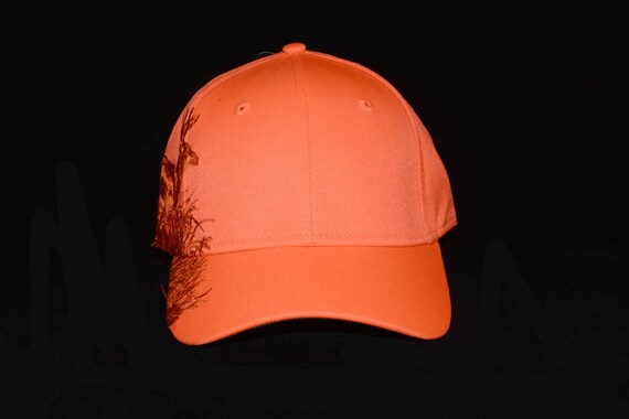 Blaze Orange Hat With Embroidered Deer 