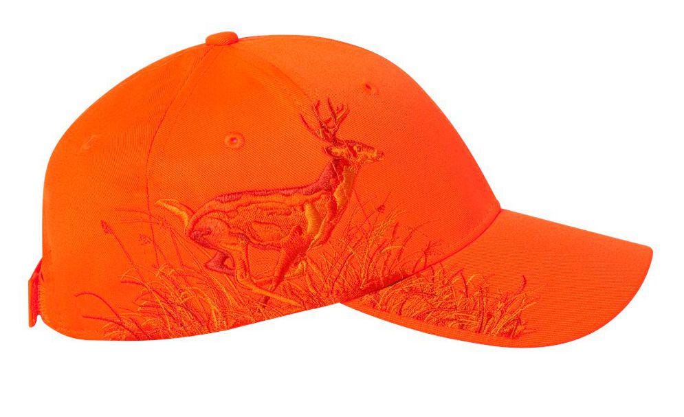 Deer - Blaze Orange Hat With Embroidered Deer Scene. Great  display picture 1