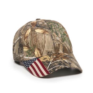 Patroitic American flag real tree camo hat.   Great gift idea!  Personalize it!
