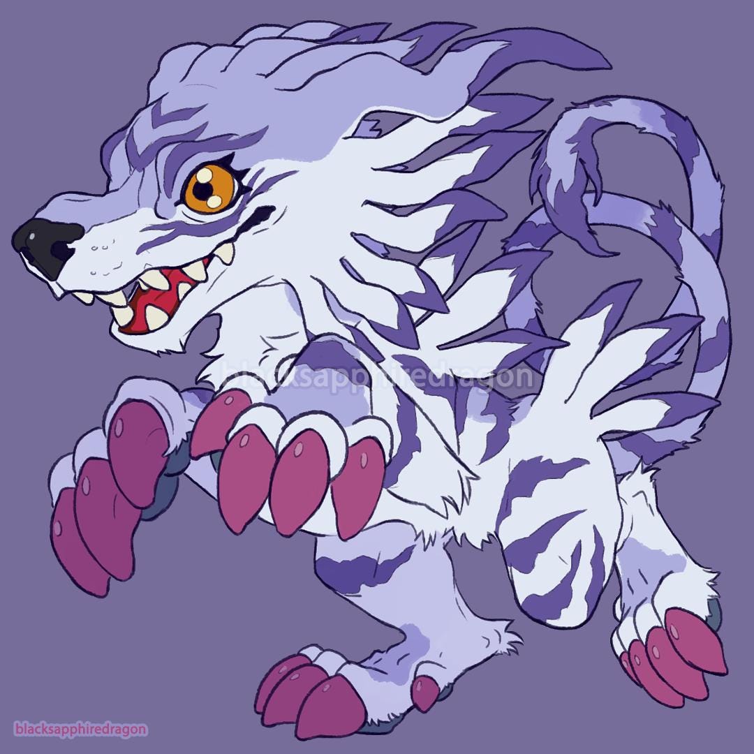 Garurumon Glass Holo Vinyl Sticker | Digimon | Cute 3 Inch Weather ...