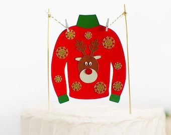 Ugly Christmas Sweater Cake Topper