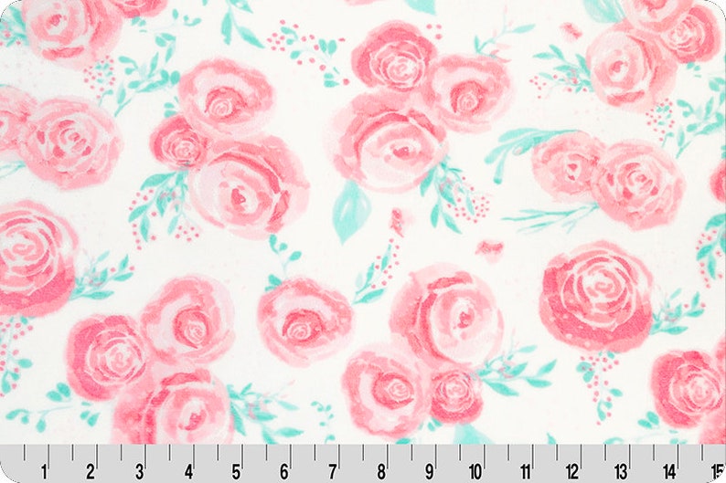 5860 Rosie Cuddle\u00ae Blush From Shannon Fabrics Cuddle Print Fabrics Minky Fabric Shannon Fabrics MINKY