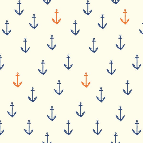 Anchors Aweigh -Organic Double Gauze -Saltwater Collection by Emily Winfield Martin from Birch Fabrics -Organic Fabric -100 % Organic Cotton
