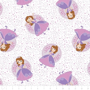 Poses in White - Sofia the First by Camelot Design Studio from Camelot Fabrics - Sofia the First Fabrics - Disney Fabrics - Licensed Fabric