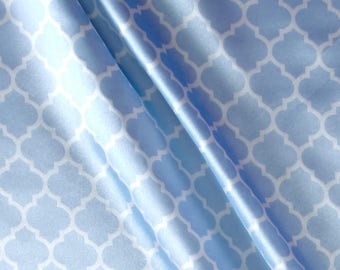 Silky Satin Lattice Baby Blue/Snow, 56/58", 100% Polyester, Satin,  Fabrics, Sewing, Quilting, Apparel